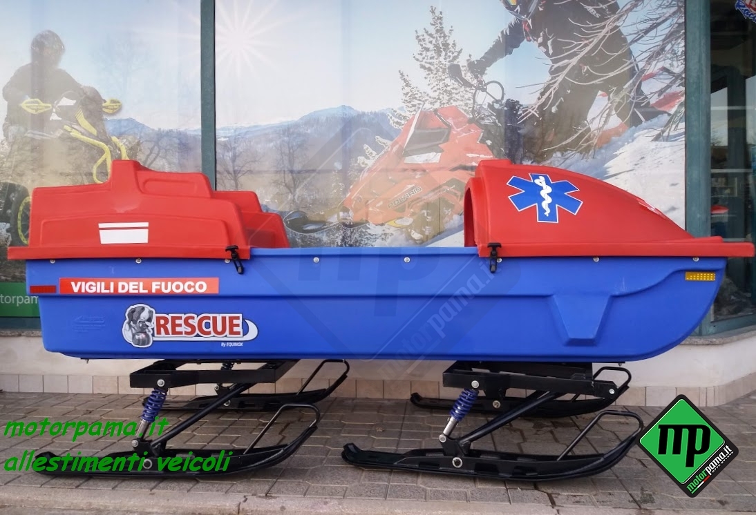 Equinox - RESCUE BOGGAN SCI Barella da soccorso a traino universale per motoslitta e quad cingolati allestimento speciale da soccorso