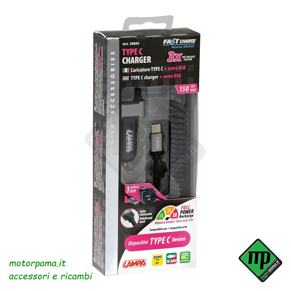 Caricabatteria Usb Type-C con 1 porta Usb - Fast Charge - 3000 mA - 12/24V - immagine 2