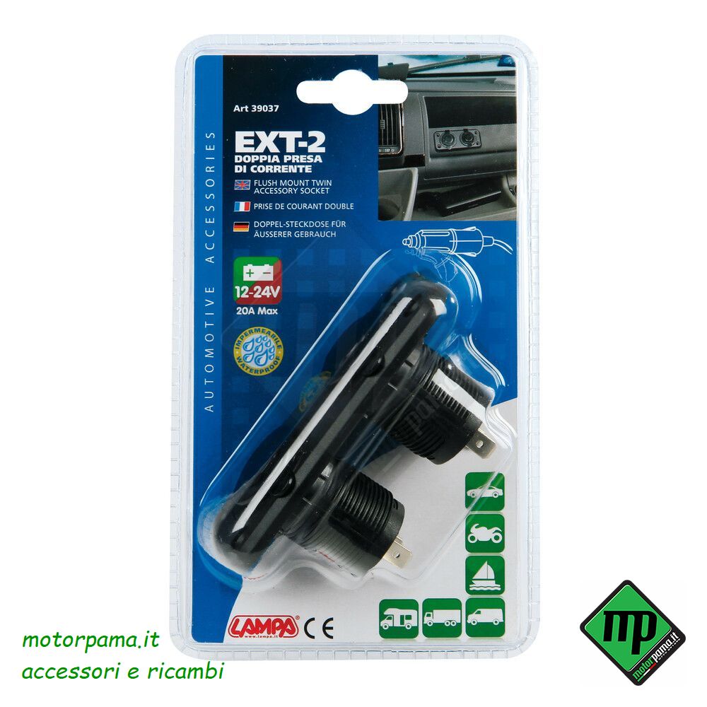 Ext-2, doppia presa corrente, montaggio ad incasso, 12/24V - immagine 6