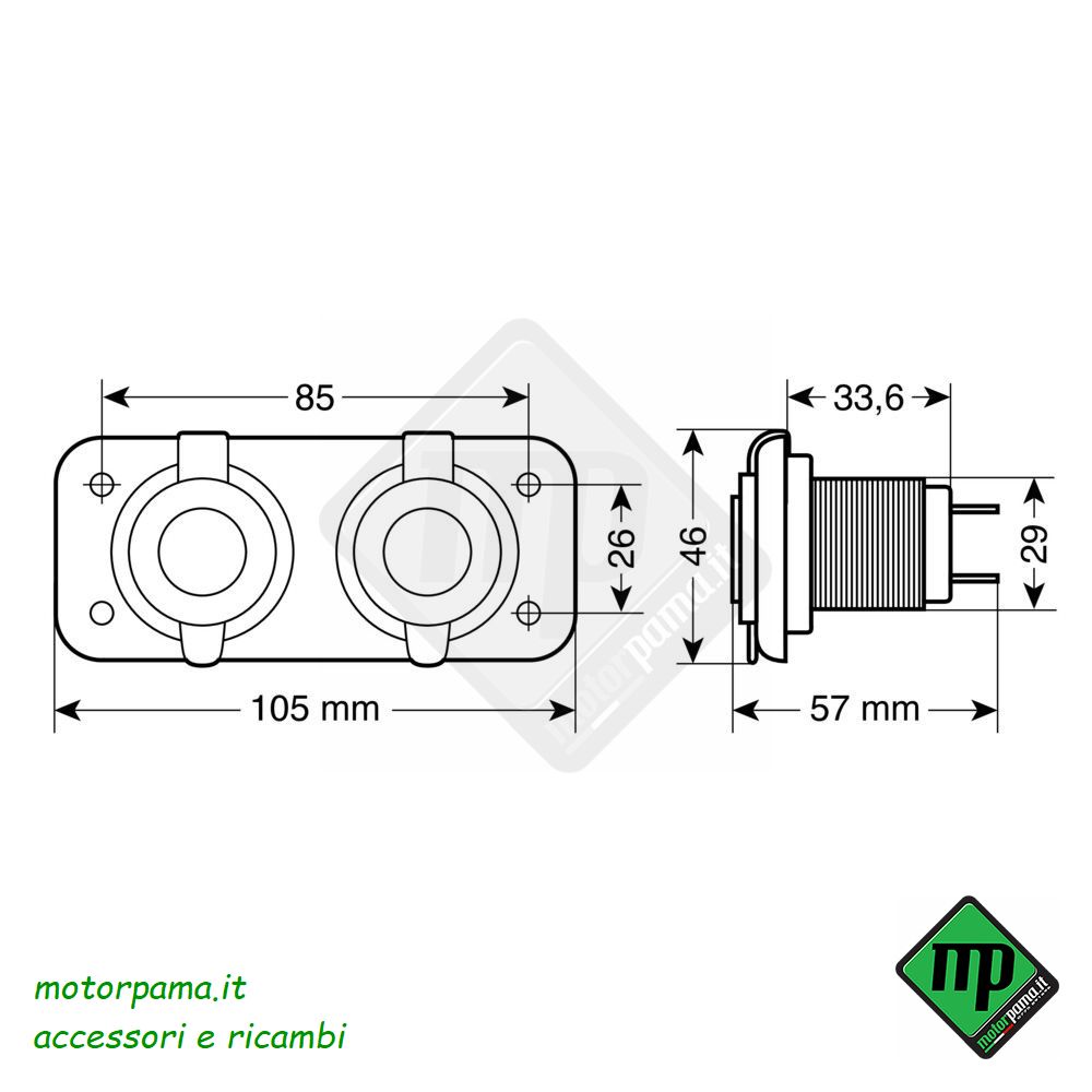 Ext-2, doppia presa corrente, montaggio ad incasso, 12/24V - immagine 5