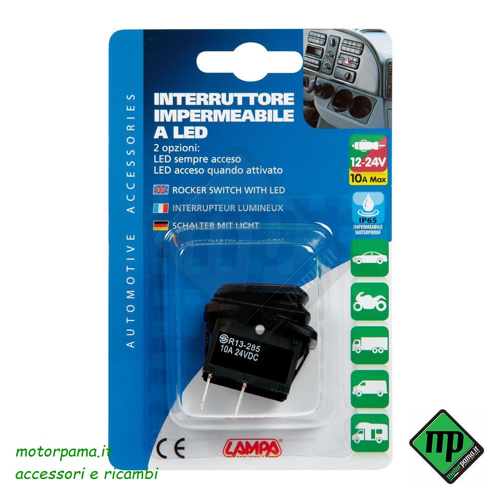 Interruttore impermeabile con spia a Led - 12/24V - Rosso - immagine 3