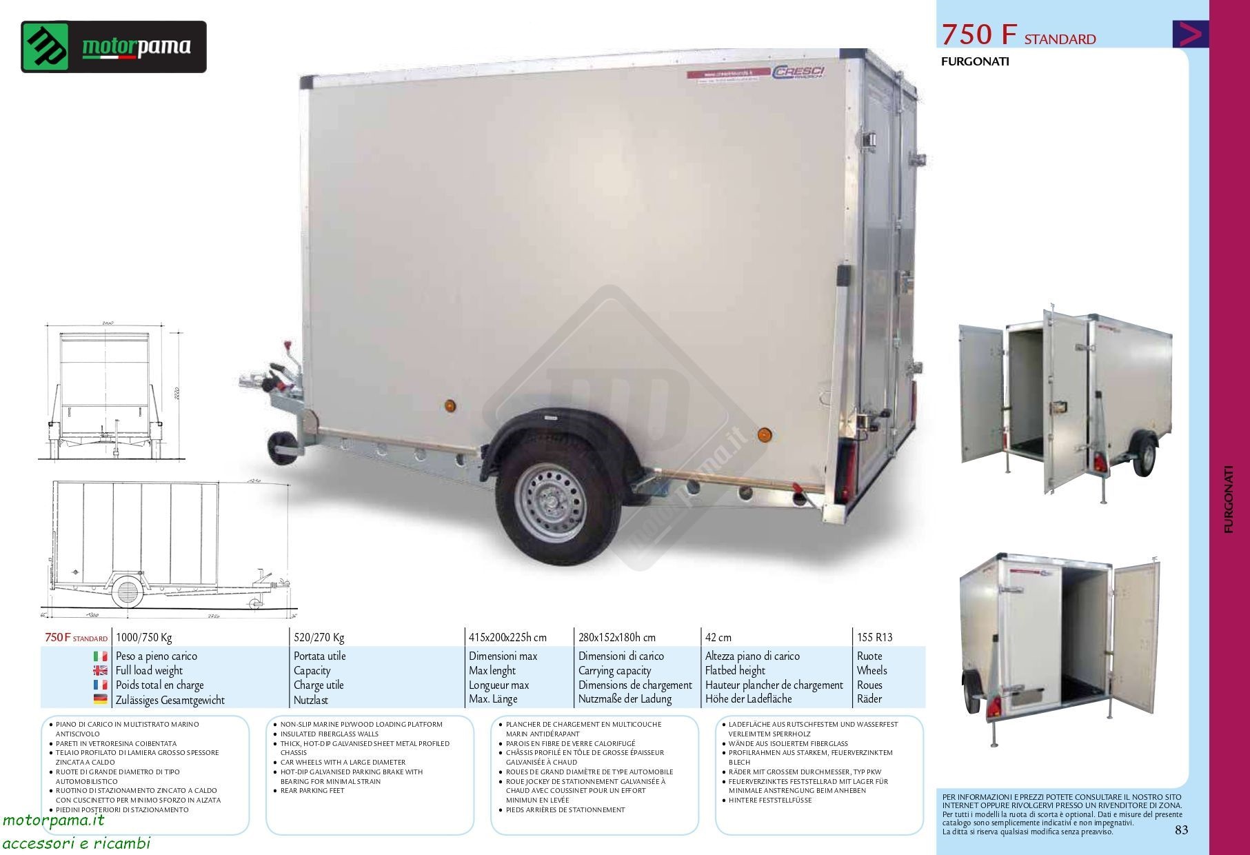 Carrello cresci 750F Standard