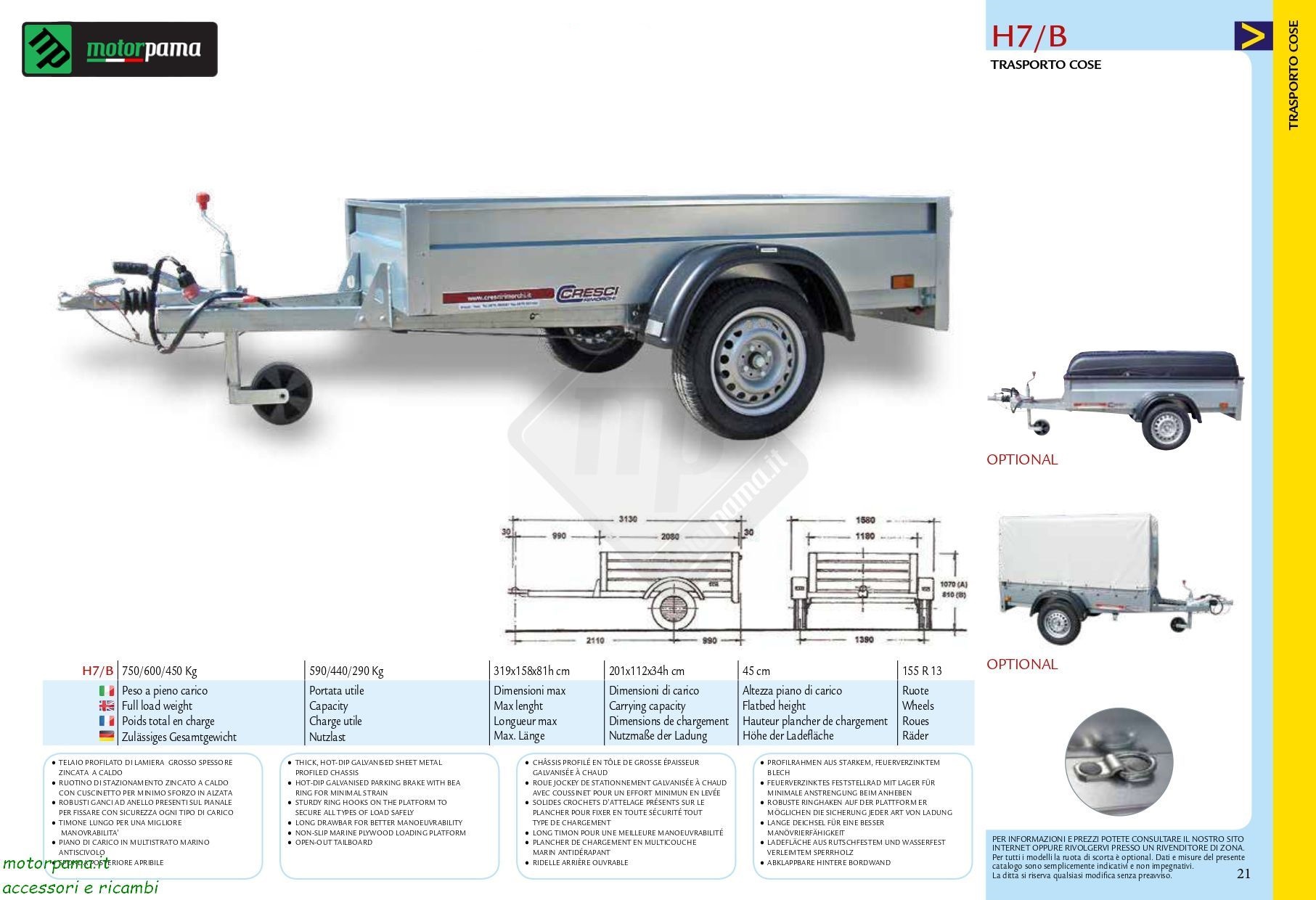 Carrello cresci rimorchi H7B
