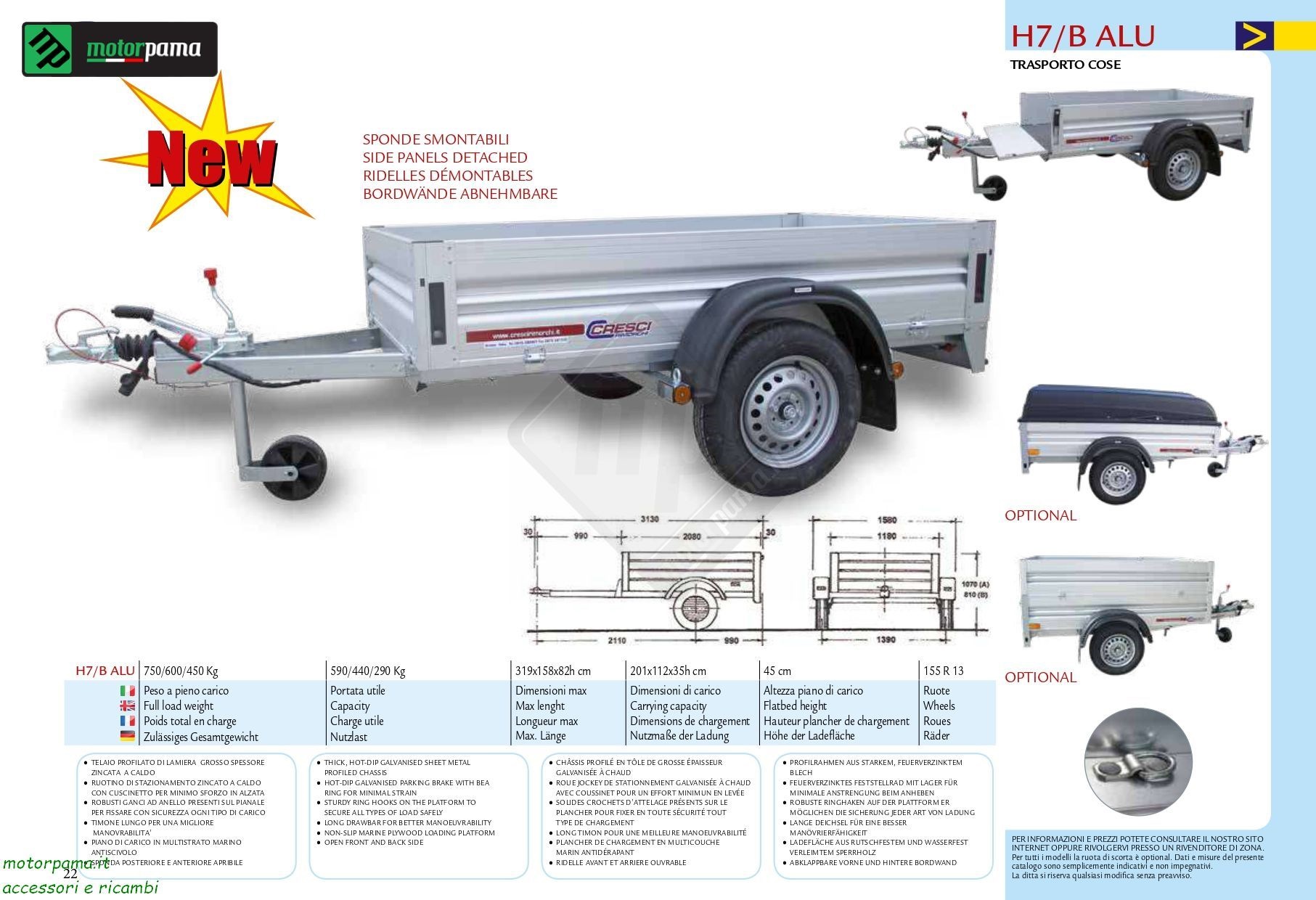 Carrello cresci H7 B alluminio