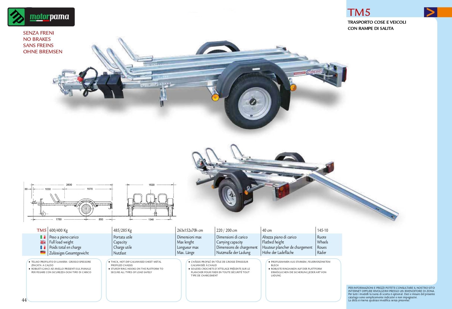 Carrello cresci rimorchi TM5