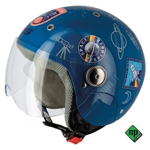 Colore Blu-Casco Jet Junior Space S775 Bambino