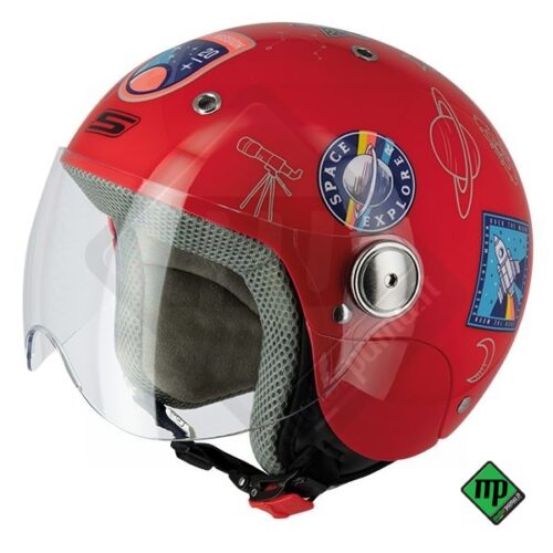 Colore Rosso-Casco Jet Junior Space S775 Bambino