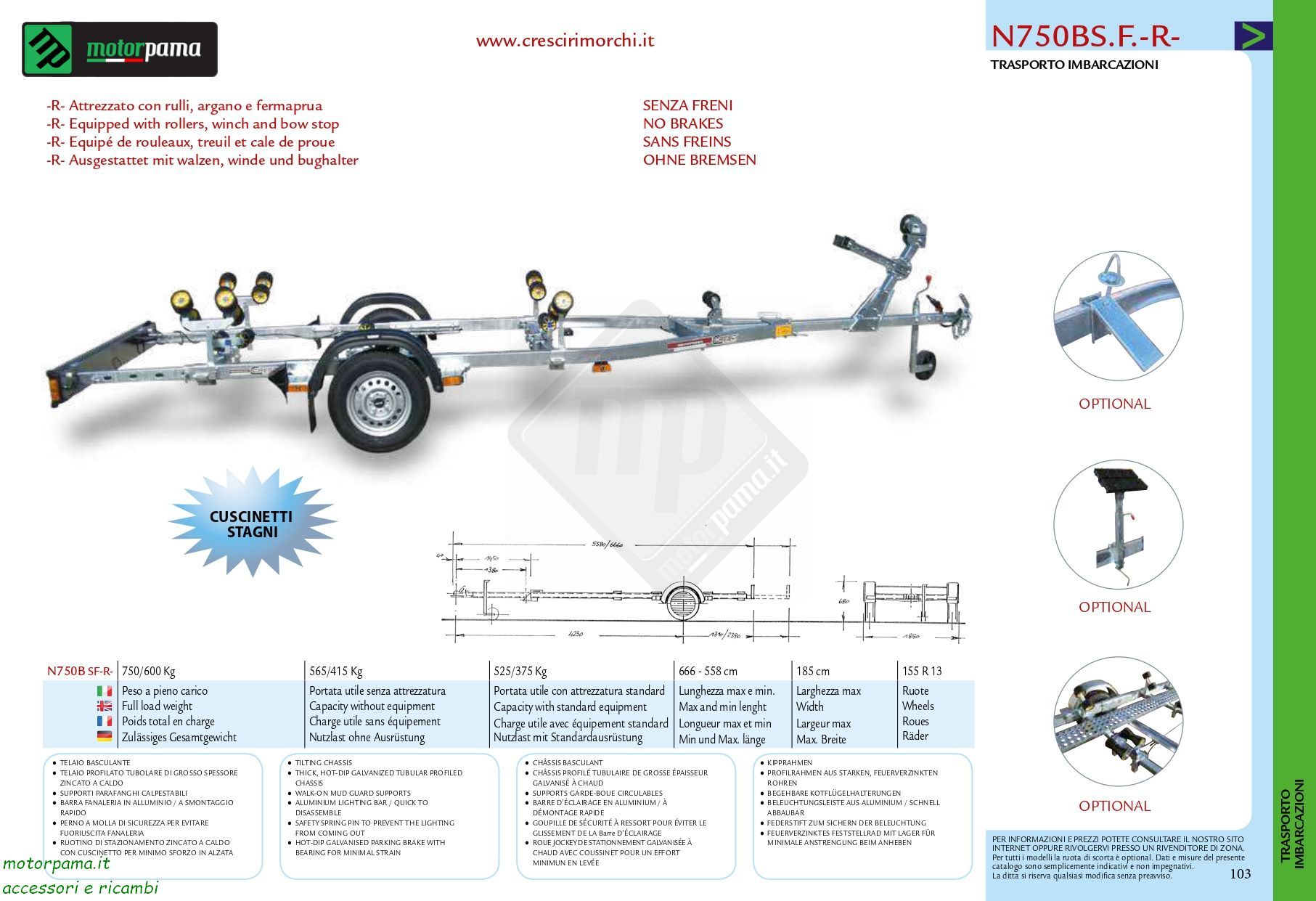 Carrello Cresci Rimorchi N750B senza freni R - immagine 5