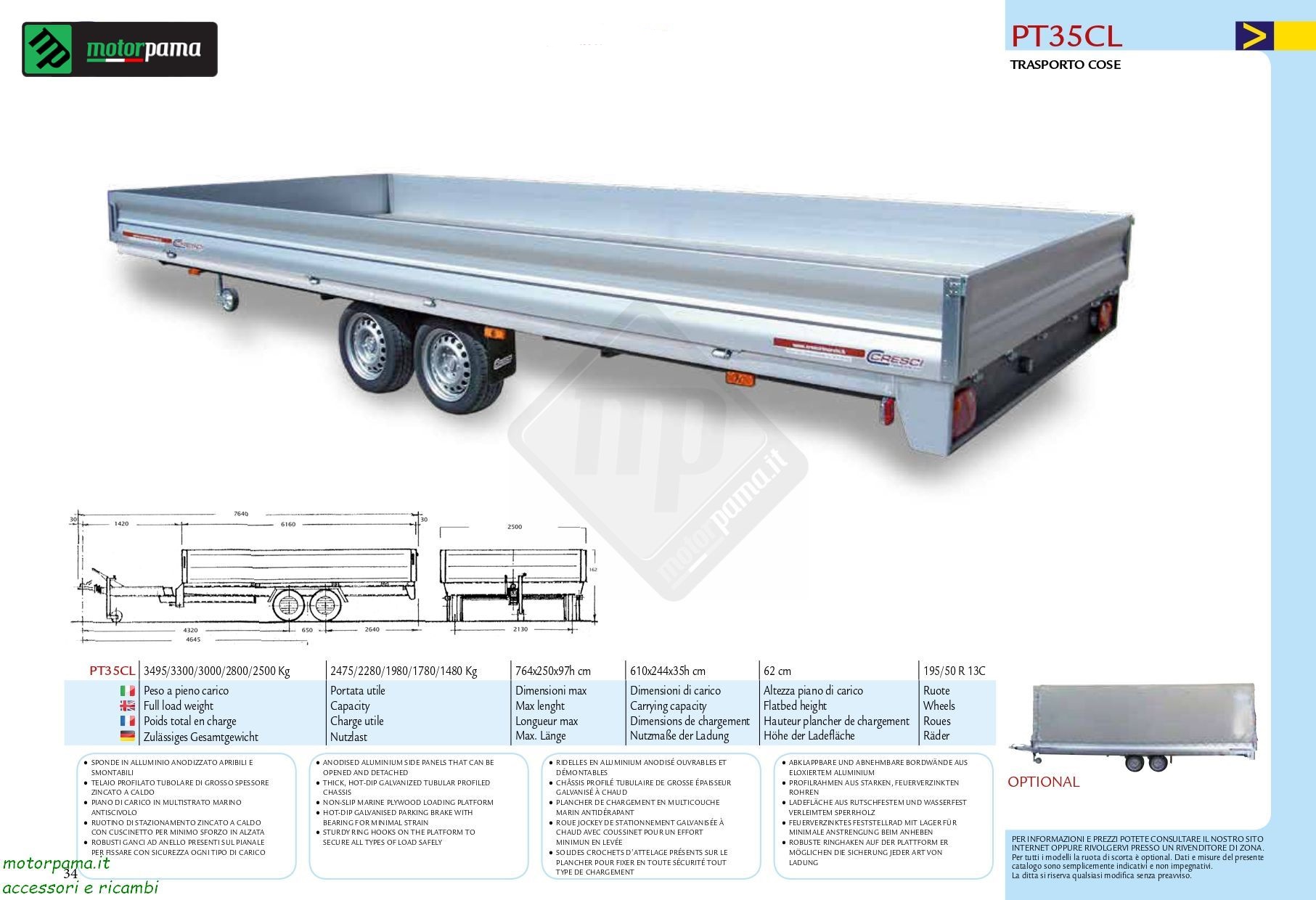 Carrello Cresci rimorchi PT35CL