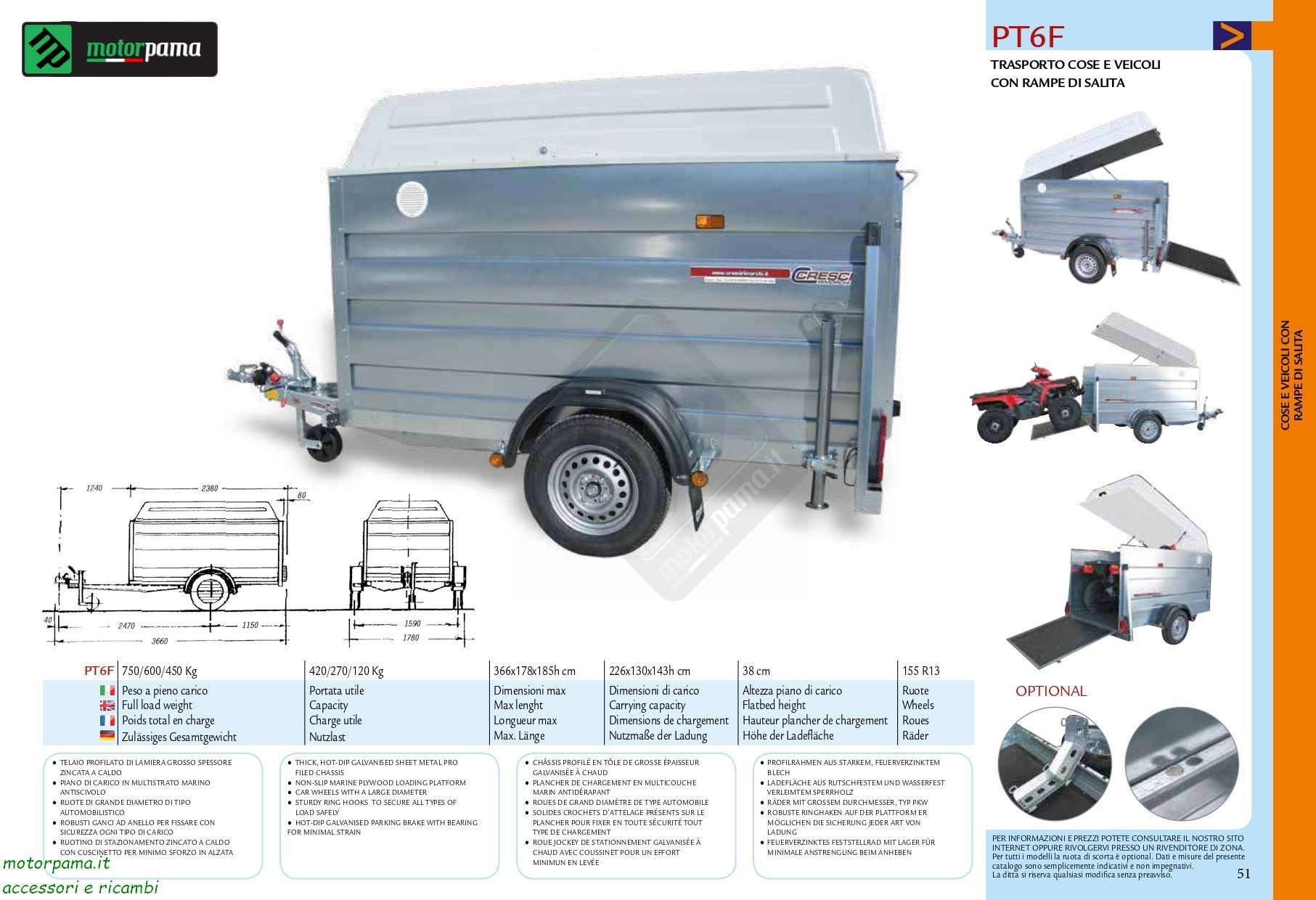 Carrello cresci PT6F - 450 Kg