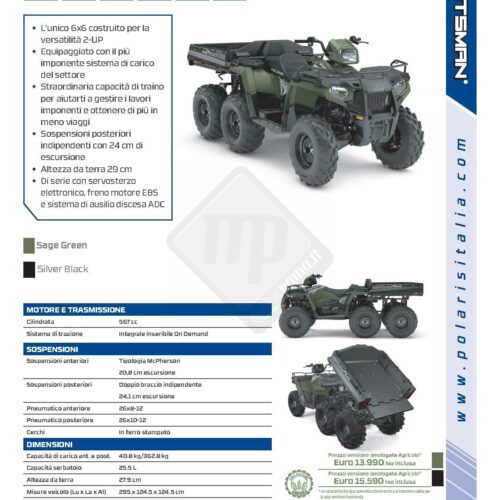 Polaris Sportsman 570 EFI EA 6x6 colorazione Nera