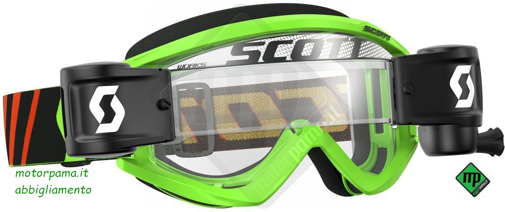 Maschera Scott Recoil XI WFS Motocross Goggles Nero/Fluo verde