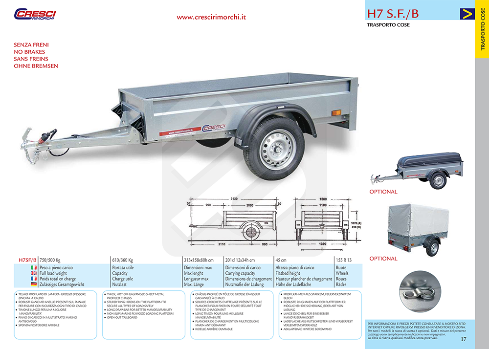 Carrello Cresci Rimorchi H7 senza freni B - immagine 2