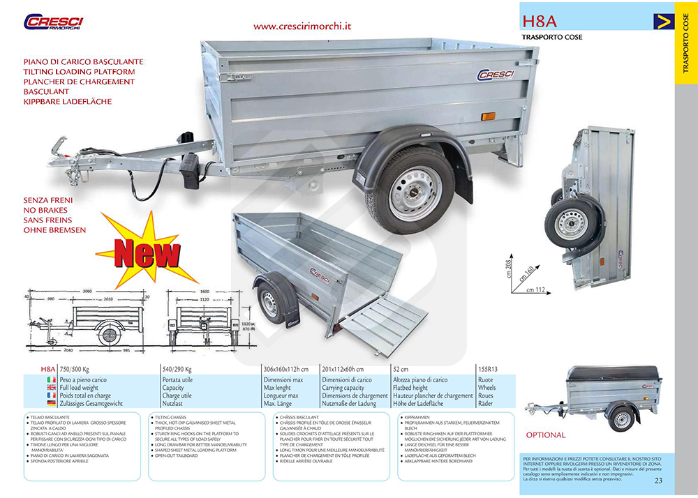 Carrello Cresci Rimorchi H8A senza freni - immagine 4