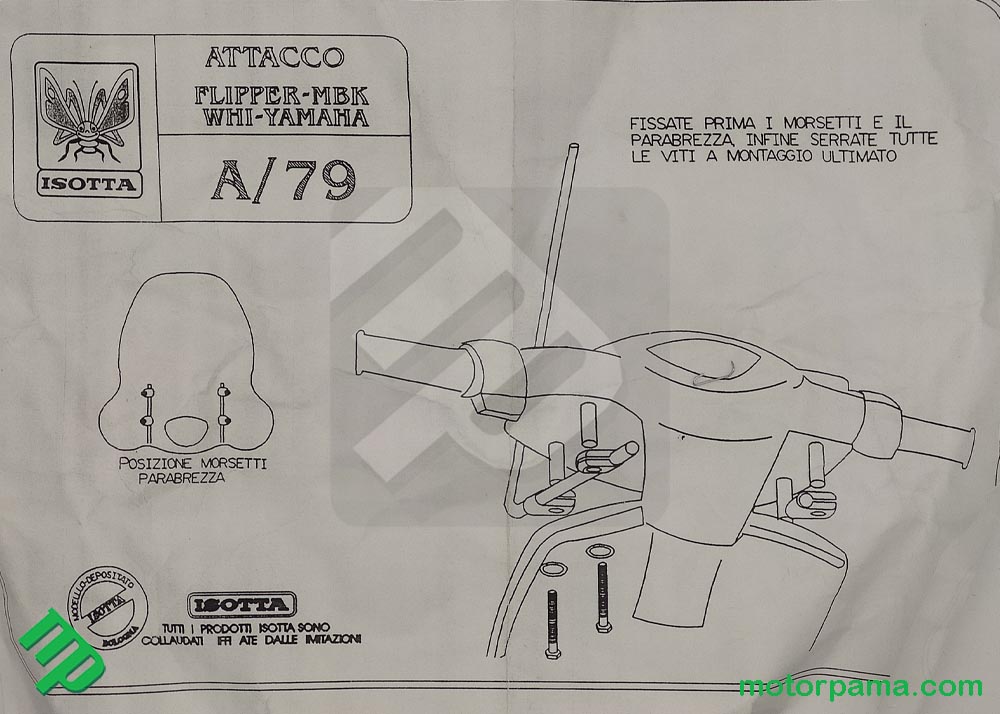 Kit attacco parabrezza Isotta per FLIPPER / MBK WHI / YAMAHA