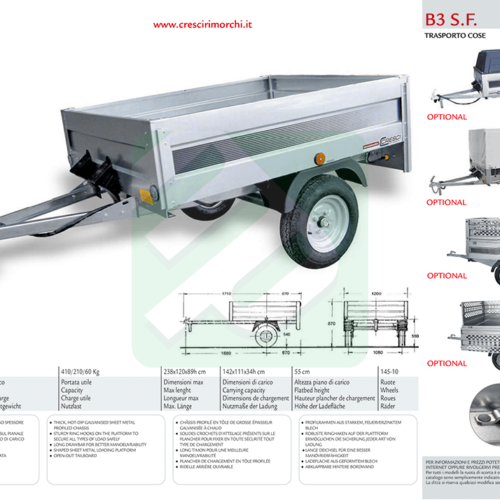 Carrello cresci B3 senza freni 400